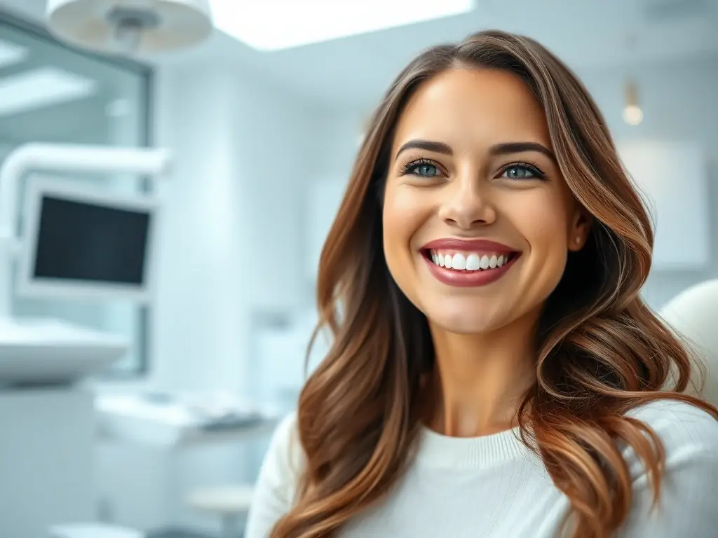 A patient showing off a bright, confident smile after cosmetic treatment, highlighting the transformative results of cosmetic dentistry.
